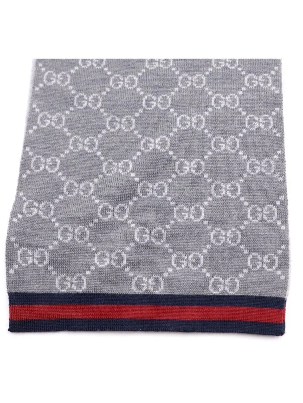 Gucci GG Sherry Line Wool Knit Scarf Gray